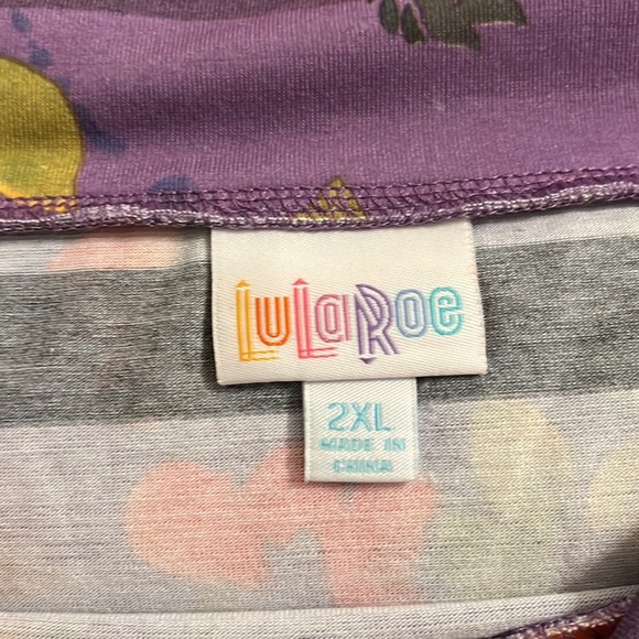 LulaRoe Cassie Pencil Skirt Purple & Black Stripe Floral Size 2X - Picture 3 of 3